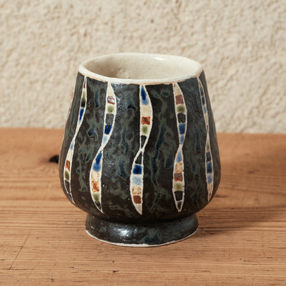 ワインカップ・フリーカップ（黒） 幾何学模様 | 加守田 太郎