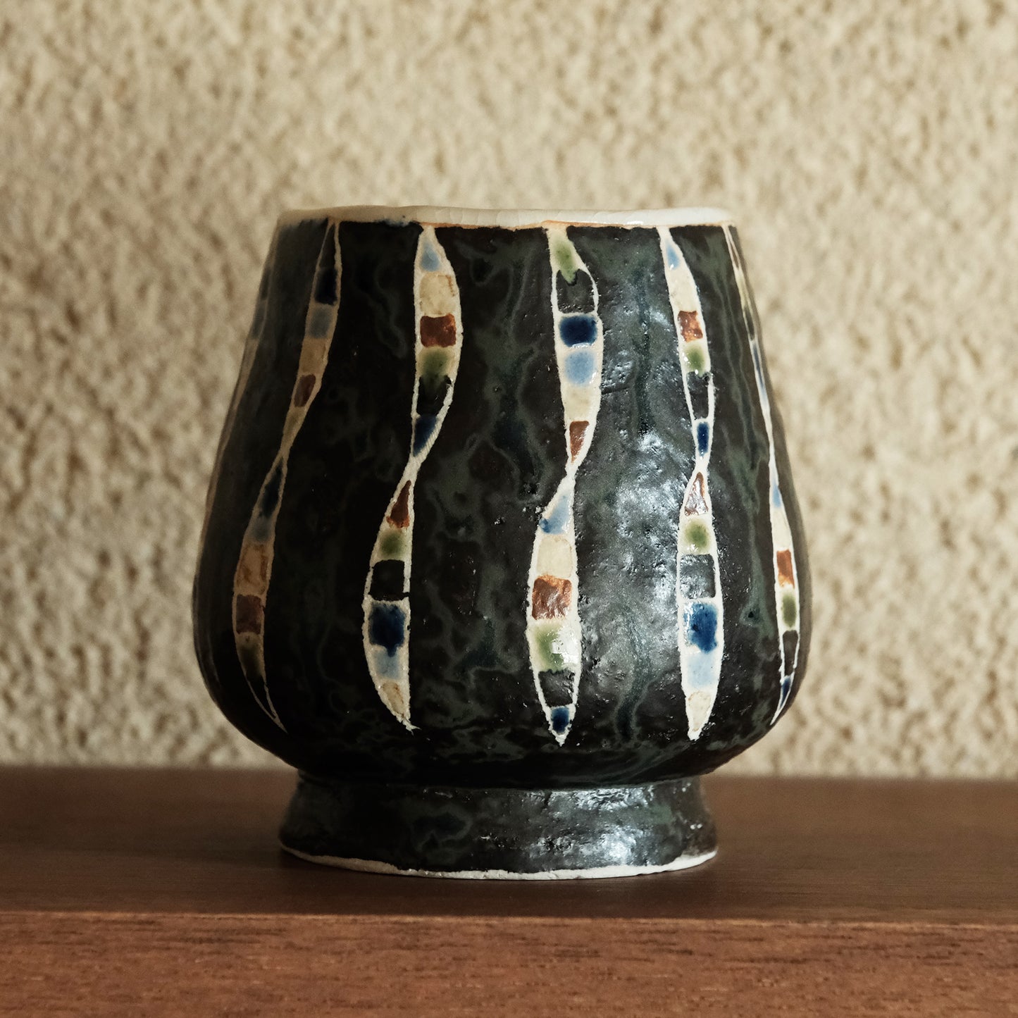 ワインカップ・フリーカップ（黒） 幾何学模様 | 加守田 太郎