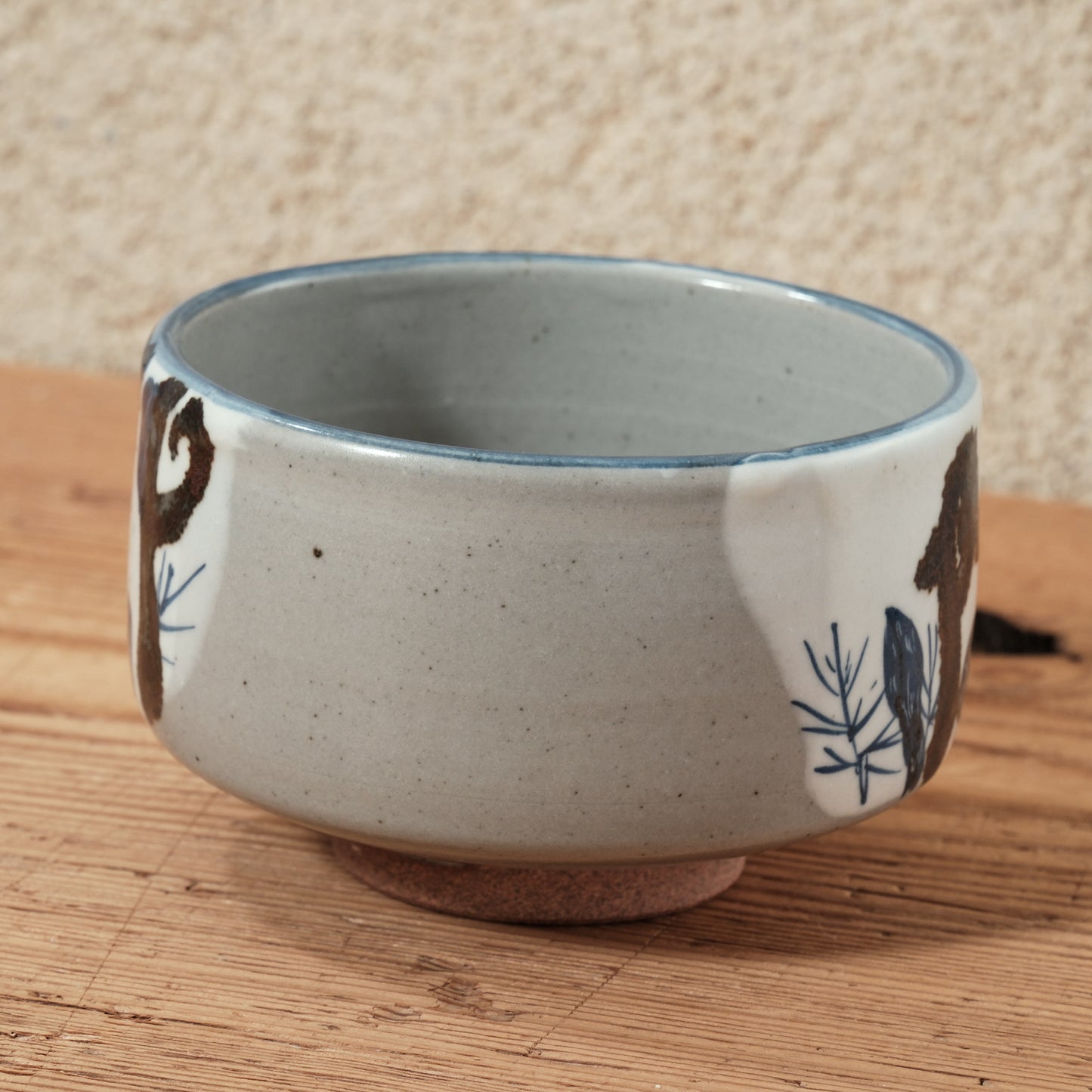 銹絵染付茶碗 春草図（清水焼・乾山写）＊箱なし | 宮本 博