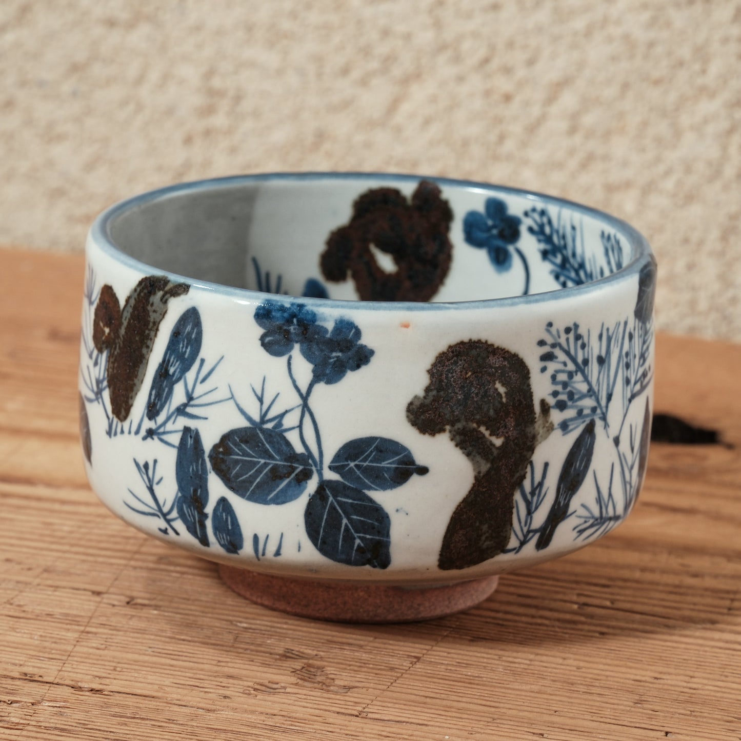 銹絵染付茶碗 春草図（清水焼・乾山写）＊箱なし | 宮本 博