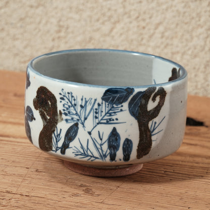 銹絵染付茶碗 春草図（清水焼・乾山写）＊箱なし | 宮本 博