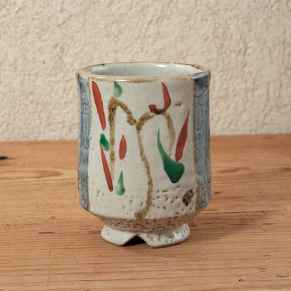 湯呑み 大 鉄絵・赤絵 唐草文 - 益子焼 - 01 | 松原 直之