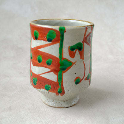 湯呑み 大 鉄絵・赤絵 唐草文 - 益子焼 - 02 | 松原 直之