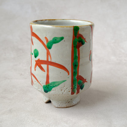 湯呑み 大 鉄絵・赤絵 唐草文 - 益子焼 - 02 | 松原 直之