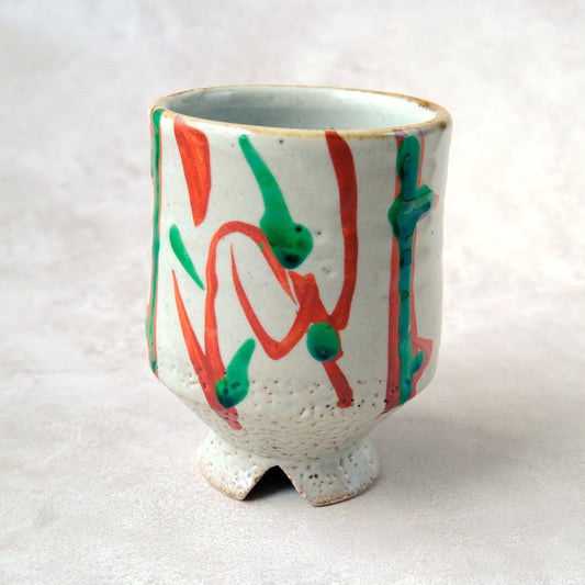 湯呑み 大 鉄絵・赤絵 唐草文 - 益子焼 - 04 | 松原 直之