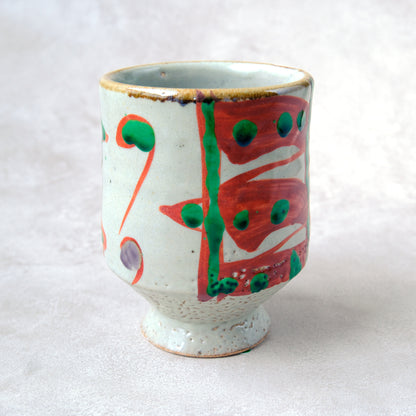 湯呑み 大 鉄絵・赤絵 唐草文 - 益子焼 - 04 | 松原 直之