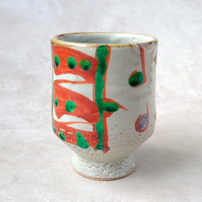 湯呑み 大 鉄絵・赤絵 唐草文 - 益子焼 - 04 | 松原 直之