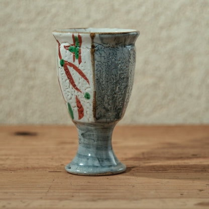 ゴブレット 鉄絵・赤絵 唐草文 - 益子焼 - 02 | 松原 直之