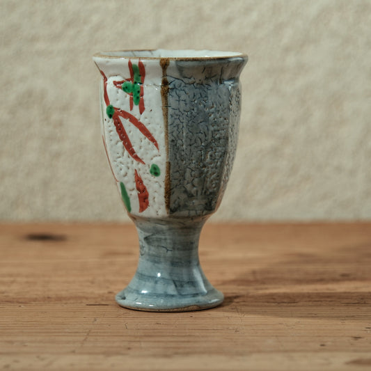 ゴブレット 鉄絵・赤絵 唐草文 - 益子焼 - 02 | 松原 直之