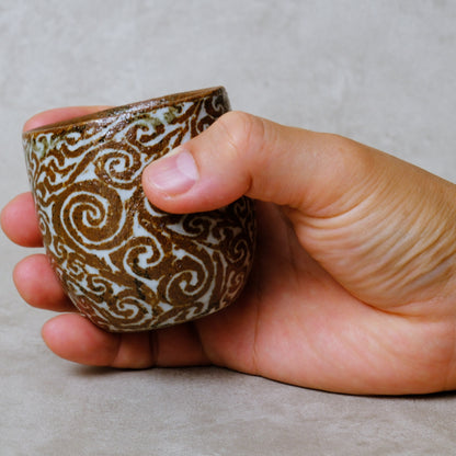 湯呑み小 象嵌唐草文 - 益子焼 - 02 | 松原 直之