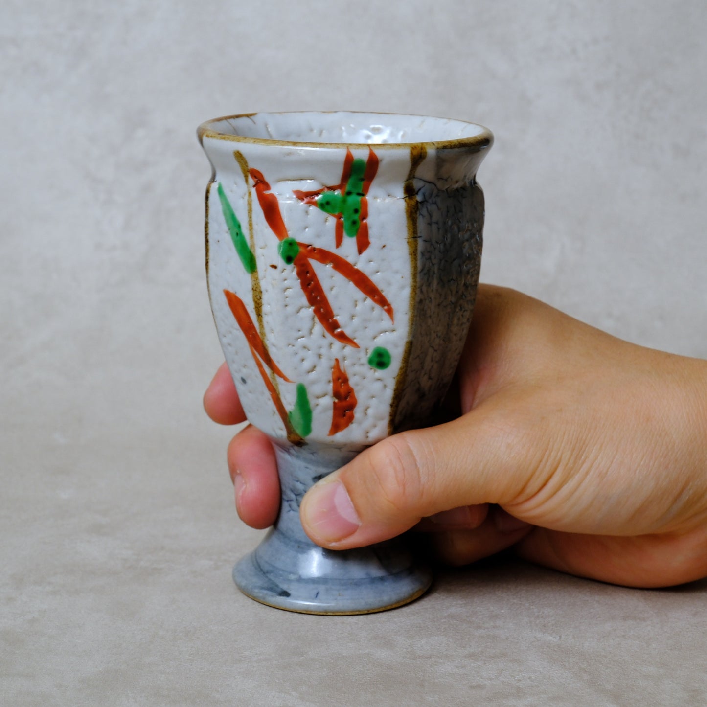 ゴブレット 鉄絵・赤絵 唐草文 - 益子焼 - 02 | 松原 直之